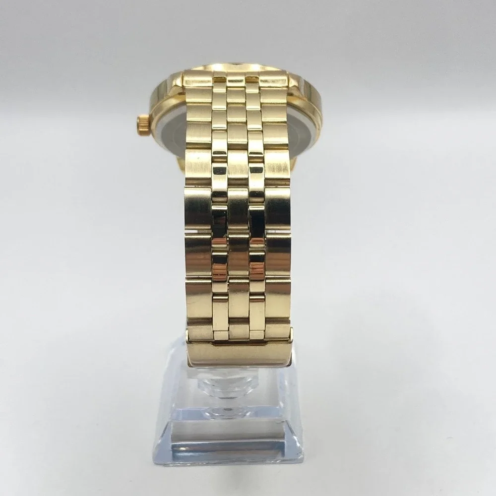 Eclipse Mens Watch 41mm Gold Tone Date Grey Dial 50M WR Classic New Battery 8